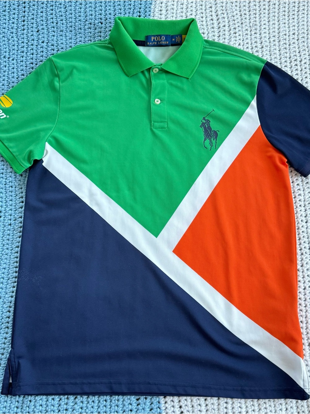 Ralph Lauren Men’s Green/Navy/Orange Colorblock Polo